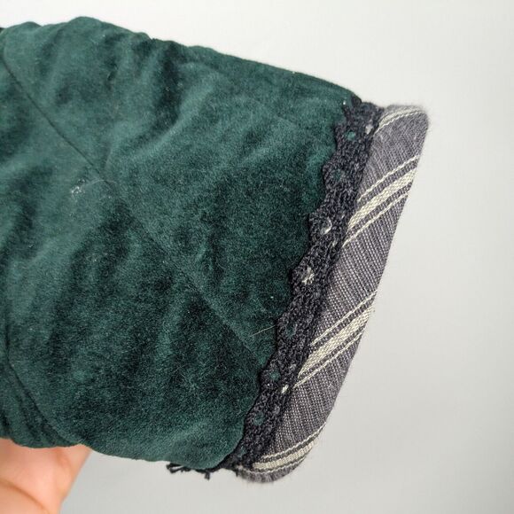 Velvet Reversible Jacket Womens L Green Tapestry Quilted 90s Y2K Vtg Whimsigoth - Picture 11 of 16